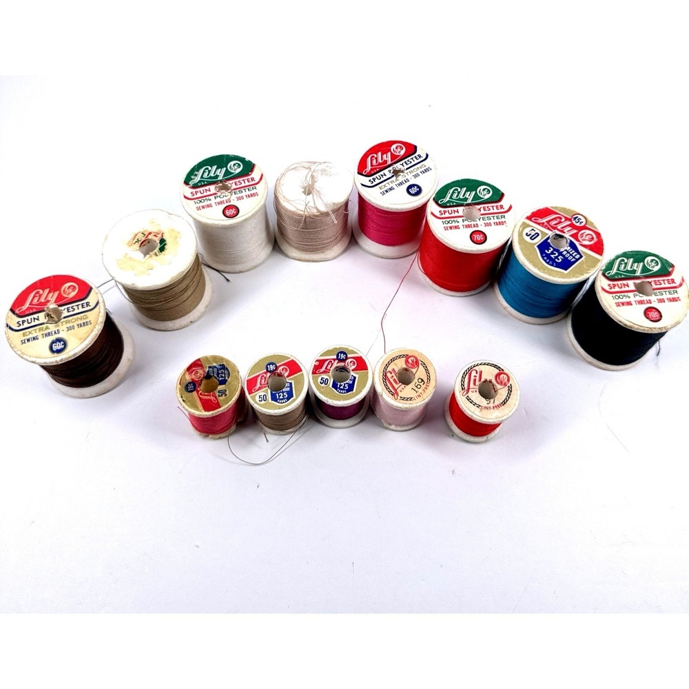 Vintage Lily Thread Lot Styrofoam Spools Quilting Sewing Multi Color
